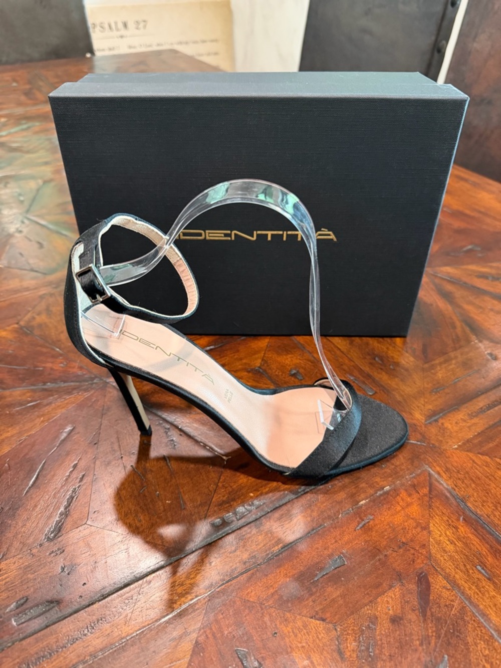 Black Ankle-Strap Stiletto Sandals